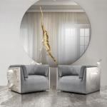 Modern plaster art wall living room single sofa