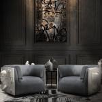 Modern plaster art wall living room single sofa