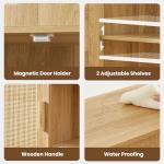 Iwell Rattan Storage Cabinet with 4 Adjustable Shelves, Coffee Bar Cabinet, Sideboard Buffet for Kitchen, Living Room, Entryway, Natural