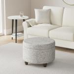 Round Floral Storage Ottoman by HomePop in Gray