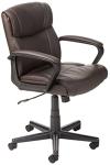 Amazon Basics Office Computer Task Desk Chair with Padded Armrests, Mid-Back, Adjustable, 360 Swivel, Rolling, 275 Pound Capacity, 24"D x 24.2"W x 34.8"H, BIFMA Certified, Dark Brown Faux Leather