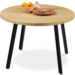 Best Choice Products Round Mid-Century Modern 35.5in Dining Table, Space-Saving Dinette for Home, Kitchen, Apartment w/Steel Legs - Natural