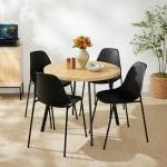 Best Choice Products Round Mid-Century Modern 35.5in Dining Table, Space-Saving Dinette for Home, Kitchen, Apartment w/Steel Legs - Natural
