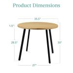 Best Choice Products Round Mid-Century Modern 35.5in Dining Table, Space-Saving Dinette for Home, Kitchen, Apartment w/Steel Legs - Natural