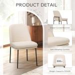 COLAMY Modern Dining Chairs Set of 2, Fabric Upholstered Dining Room Chairs Dinner Chair Stylish Kitchen Chairs with Curved Back and Metal Legs, Beige