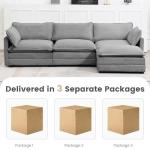 ROWHY Oversized Modular Sectional Sofa with Movable Ottoman, 112 Inch 4 Seat Modern Corduroy Sofa Set, Convertible L Shaped Couch for Living Room and Office, Dark Grey