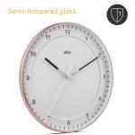 Braun Classic Large Analogue Wall Clock with Silent Sweep Movement, Easy to Read, 30cm Diameter in Rose and White, Model BC17PW.