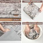 YOH Boho Washable Rug 5x7, Charcoal Gray Vintage Non Slip Area Rug, Distressed Indoor Carpet for Living Room Bedroom Kitchen Office