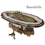 Luxury  dining table and chair combination large apartment court solid wood dining table  long dining table furniture