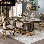 Luxury  dining table and chair combination large apartment court solid wood dining table  long dining table furniture