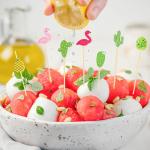 100Pcs Disposable Bamboo Skewer Hawaiian Flamingo Pearl Cocktail Picks Buffet Food Fruit Forks For Wedding Birthday Party Decor