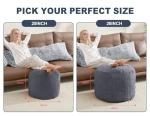 WSOFRLAC Pouf Ottoman Foot Stools with Foam Small Ottoman for Living Room Corduroy Ottomans Pouf 26x18 Floor Poufs Foot Rest for Chair Dark Grey Hassocks and Ottomans