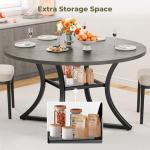 IRONCK 47.2" Round Dining Table for 4, Wood Kitchen Table with Storage Shelf for Dining Room, Dinner Table with Wooden Tabletop and Metal Base, Gray