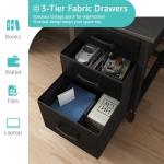 Lufeiya Computer Desk with File Drawers Cabinet, 47 Inch Reversible Home Office Desks with Filing Cabinet for Small Space, Gaming Study Writing Table PC Desks, Black