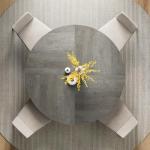 IRONCK 47.2" Round Dining Table for 4, Wood Kitchen Table with Storage Shelf for Dining Room, Dinner Table with Wooden Tabletop and Metal Base, Gray