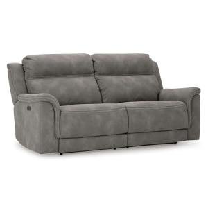 Signature Design by Ashley Next-Gen DuraPella Faux Leather Zero Wall Power Reclining Sofa with USB, Slate Gray