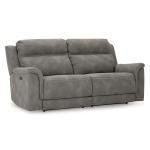Signature Design by Ashley Next-Gen DuraPella Faux Leather Zero Wall Power Reclining Sofa with USB, Slate Gray