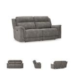Signature Design by Ashley Next-Gen DuraPella Faux Leather Zero Wall Power Reclining Sofa with USB, Slate Gray