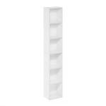 Furinno LUDER Book Shelf, 6-Tier Tall Modern Bookshelf, Bookcase with Open Shelves, 9.3" x 12" x 71", for Living Room, Bedroom, Home Office, White