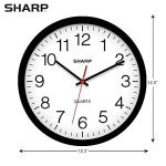 Sharp Wall Clock – Black, Silent Non Ticking 12 Inch Quality Quartz Battery Operated Round Easy to Read Home/Kitchen/Office/Classroom/School Clocks, Sweep Movement