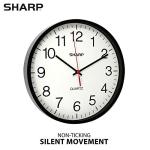 Sharp Wall Clock – Black, Silent Non Ticking 12 Inch Quality Quartz Battery Operated Round Easy to Read Home/Kitchen/Office/Classroom/School Clocks, Sweep Movement