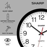 Sharp Wall Clock – Black, Silent Non Ticking 12 Inch Quality Quartz Battery Operated Round Easy to Read Home/Kitchen/Office/Classroom/School Clocks, Sweep Movement