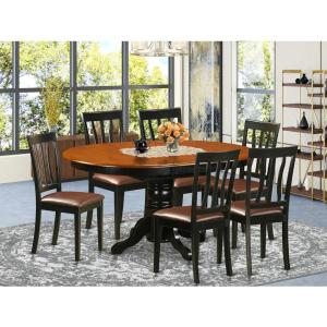5-Pcs Dining Room Furniture Set, An Oval Kitchen Table with Butterfly Leaves and 4 Linen Upholstered Dining Chairs, 42x60 Inches