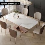 Light Luxury Rectangular Rock Slab Dining Table Small And Large Modern Minimalist Home Dining Table And Chairs Combination