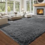 Fluffy 8x10 Area Rug Living Room: Shag Grey Area Rugs for Bedroom- Large Plush Soft Gray Rugs for Living Room- Fuzzy Modern Carpets for Bedroom, Kids Room Decor (Grey, 8x10Feet