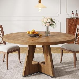 Tribesigns Rustic Round Dining Table for 4