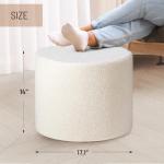 KKdema Round Pouf Ottoman and Foot Rest, Soft Boucle Footstool Ottomans for Living Room, Comfort Sponge Stuffed Poofs for Couch Desk Resting Your Feet, White(17.1" D x 17.1" W x 14" H)