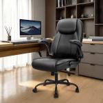 NEO CHAIR Ergonomic Office Desk Gaming Computer Chair Executive High Back Support Flip-up Arms Adjustable Height Swivel Rolling Wheels Comfy PU Leather for Home (Black)
