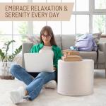 KKdema Round Pouf Ottoman and Foot Rest, Soft Boucle Footstool Ottomans for Living Room, Comfort Sponge Stuffed Poofs for Couch Desk Resting Your Feet, White(17.1" D x 17.1" W x 14" H)