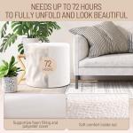 KKdema Round Pouf Ottoman and Foot Rest, Soft Boucle Footstool Ottomans for Living Room, Comfort Sponge Stuffed Poofs for Couch Desk Resting Your Feet, White(17.1" D x 17.1" W x 14" H)