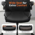 NEO CHAIR Ergonomic Office Desk Gaming Computer Chair Executive High Back Support Flip-up Arms Adjustable Height Swivel Rolling Wheels Comfy PU Leather for Home (Black)