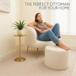 KKdema Round Pouf Ottoman and Foot Rest, Soft Boucle Footstool Ottomans for Living Room, Comfort Sponge Stuffed Poofs for Couch Desk Resting Your Feet, White(17.1" D x 17.1" W x 14" H)