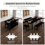 Feonase 5-Piece Dining Table Set for 4-8 People, 63" Large Extendable Kitchen Table Set with 2 Benches and 2 Square Stools, Dining Room Table with MDF Wood Board, Easy Assembly, Black