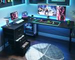 AODK L Shaped Gaming Desk with 4 Drawers, 61" Reversible Home Office Desks with Power Outlets, L Shaped Computer Desk with USB Charging Port and Host Stand, Corner Desk, Easy to Assemble, Black