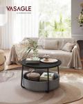 VASAGLE LILEA Collection - Coffee Table with Storage, Round Center Table for Living Room with Fabric Basket, Modern Style, Metal Frame, Ebony Black and Slate Gray ULCT244B56