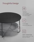 VASAGLE LILEA Collection - Coffee Table with Storage, Round Center Table for Living Room with Fabric Basket, Modern Style, Metal Frame, Ebony Black and Slate Gray ULCT244B56