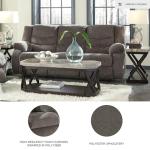 Signature Design by Ashley Tulen Modern Manual Pull Tab Reclining Sofa, Dark Gray