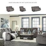 Signature Design by Ashley Tulen Modern Manual Pull Tab Reclining Sofa, Dark Gray