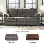 Signature Design by Ashley Tulen Modern Manual Pull Tab Reclining Sofa, Dark Gray