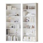 IRONCK Bookshelves and Bookcases Set of 2 Floor Standing 6 Tiers Display Storage Shelves 70 in Tall Bookcase Home Decor Furniture for Home Office, Living Room, Bed Room