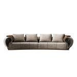 Italian light luxury leather sofa, large villa living room curved conch sofa