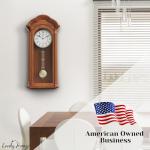 Pendulum Wall Clock Battery Operated - 26 inch Large, Wooden Hanging Grandfather Wall Clock with Pendulum - Quiet, Made with Real Wood for Living Room Decor, Office & Home Décor Gift