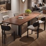 Simple Modern Retro Solid Wood Medium Antique Walnut Desktop Dining Table And Chair Combination Large Apartment Island