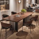 Simple Modern Retro Solid Wood Medium Antique Walnut Desktop Dining Table And Chair Combination Large Apartment Island