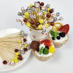 50Pcs Basketball Football Disposable Bamboo Skewers Food Picks Buffet Fruit Cocktail Fork Sticks Sport Theme Party Supplies