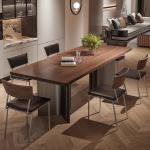 Simple Modern Retro Solid Wood Medium Antique Walnut Desktop Dining Table And Chair Combination Large Apartment Island